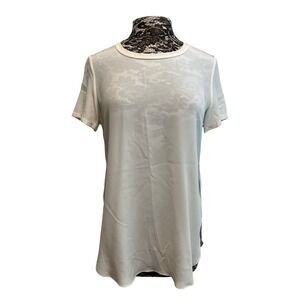 Women's Cream 100% Silk Blouse S Sheer Lightweight High Low Hem Lagenlook Travel